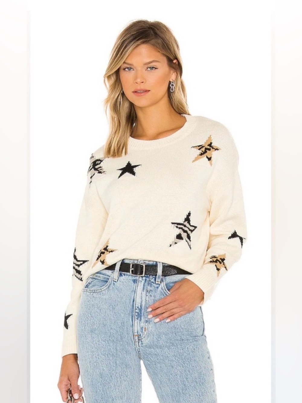 Rails Perci‎ natural animal print stars sweater size Small
